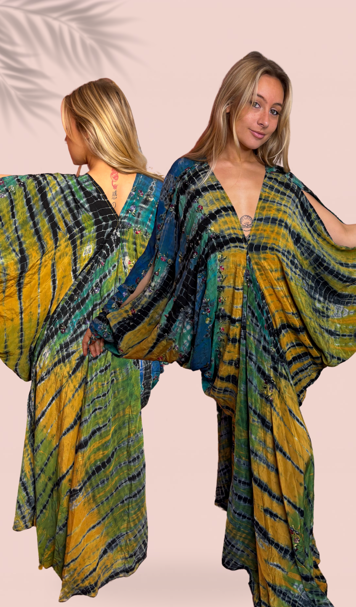 Robe drapée 100% crêpe de soie Taille Unique