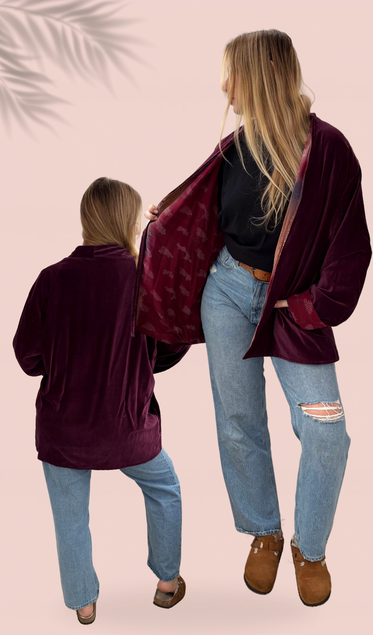 Veste unisexe oversize en velours de coton doublé soie Taille unique