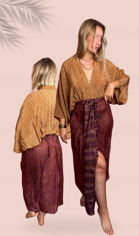 (Copie) Robe longue 100% soie Taille Unique