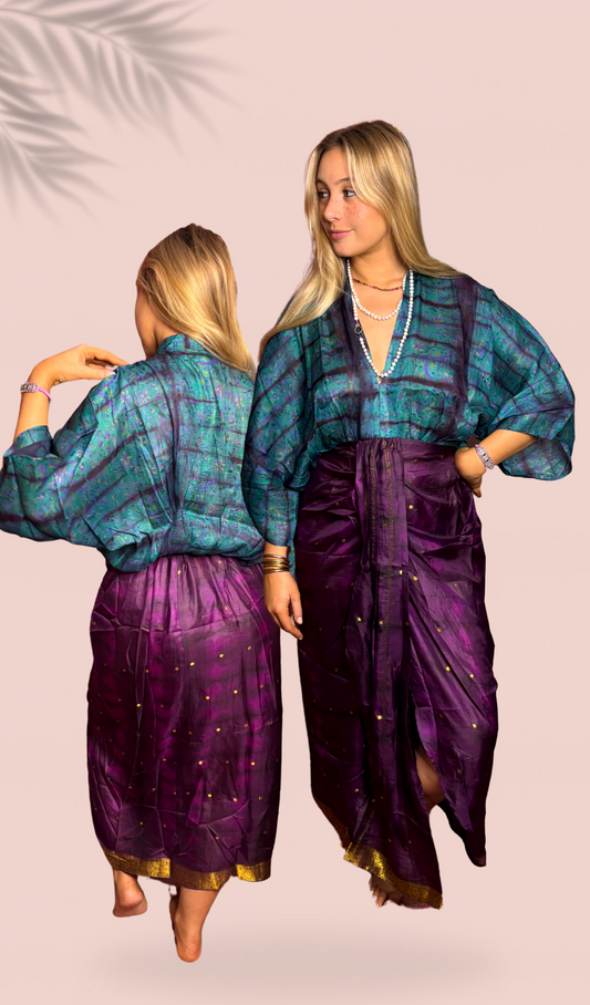 Robe mi-longue 100% soie Taille Unique