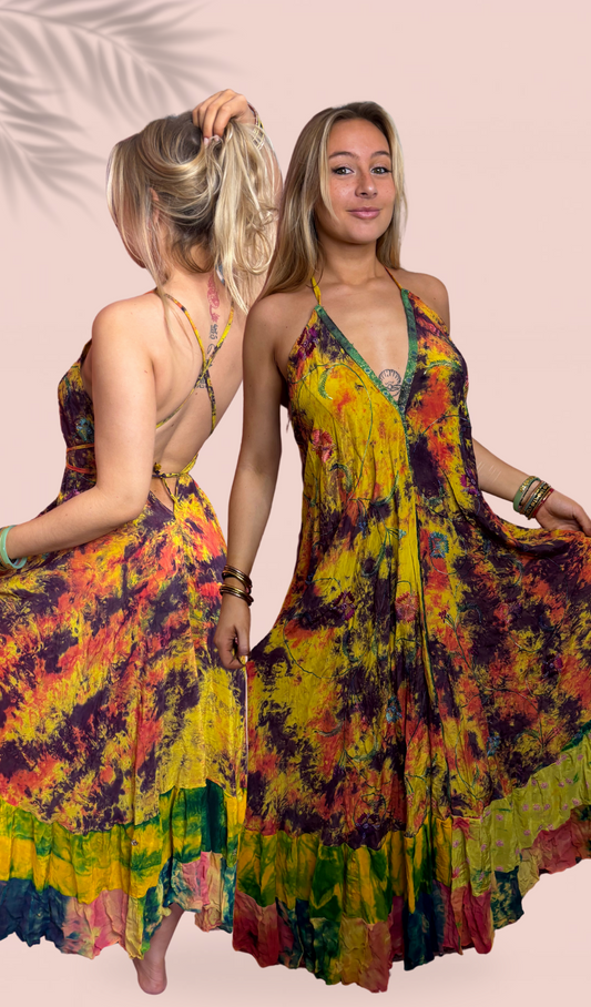 Robe dos nu ajustable 100% soie