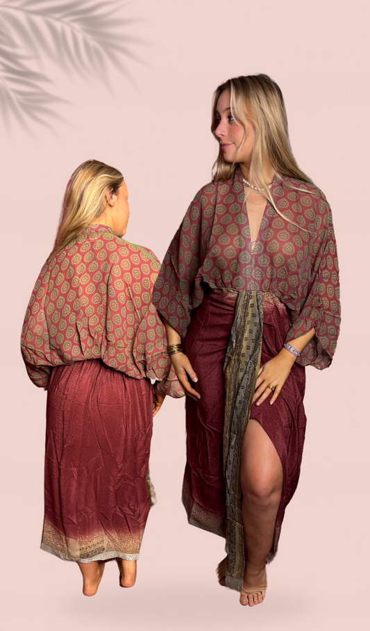 Robe mi-longue 100% soie Taille Unique