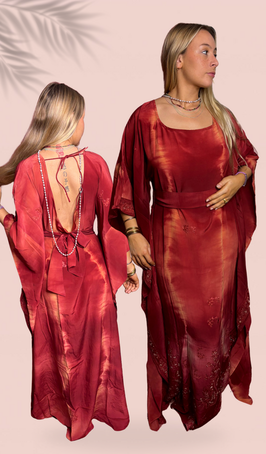 Robe longue dos nu 100% soie Taille Unique