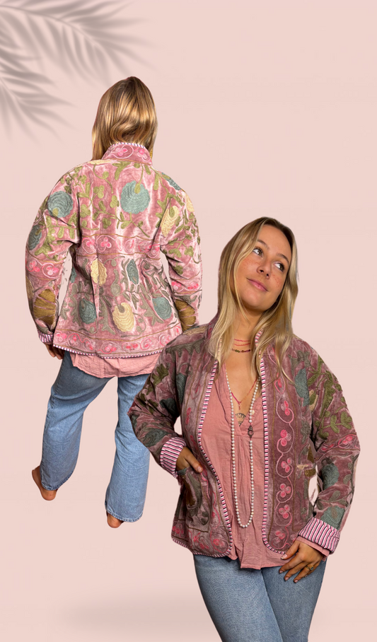 Veste en velours brodé Taille Unique