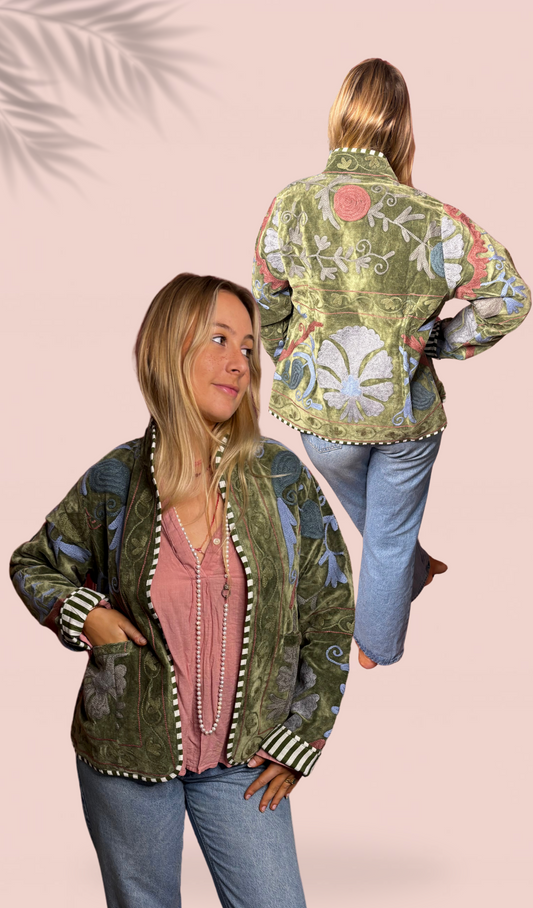 Veste en velours brodé Taille Unique