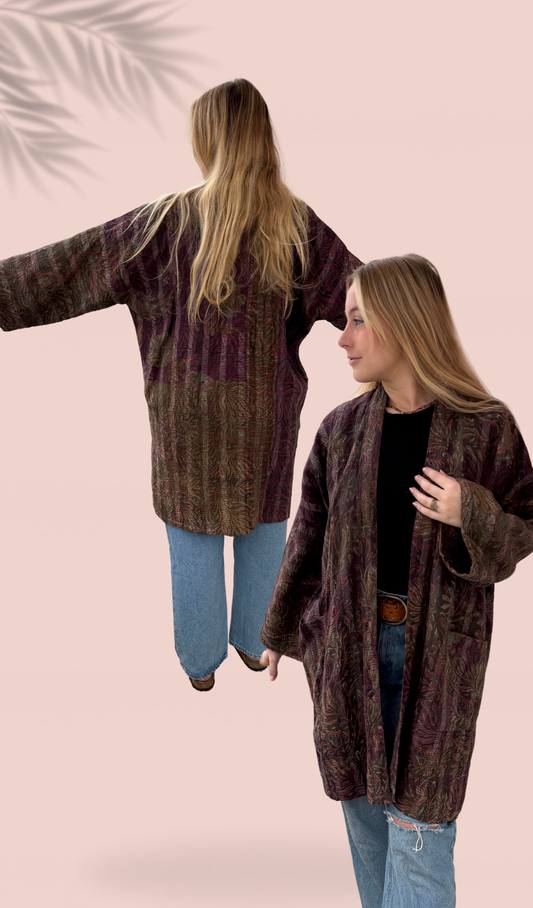 Veste longue en Kantha Taille Unique