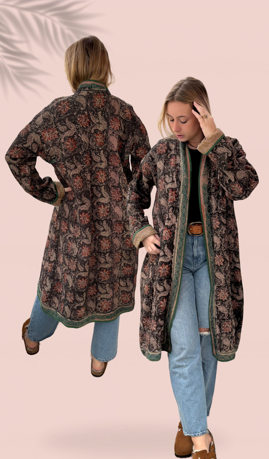 Veste longue en Kantha Taille Unique