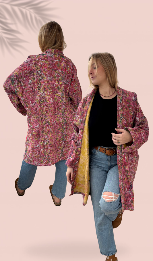 Veste longue en Kantha Taille Unique