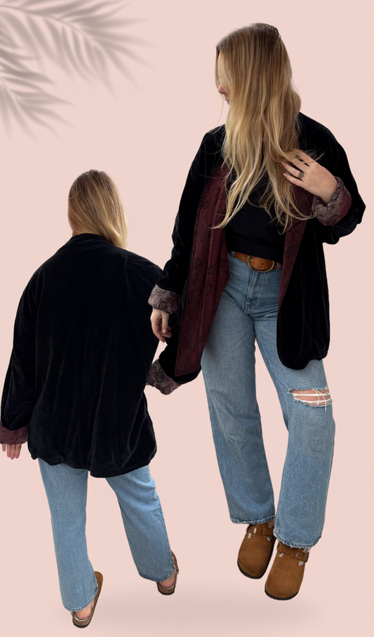 Veste unisexe oversize en velours de coton doublé soie Taille Unique