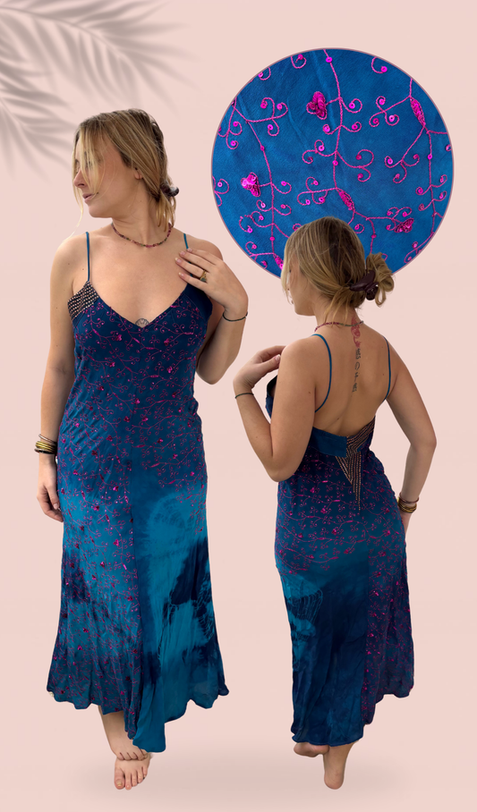Robe à fines bretelles 100% soie Taille Unique