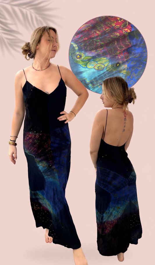 Robe à fines bretelles 100% soie Taille Unique