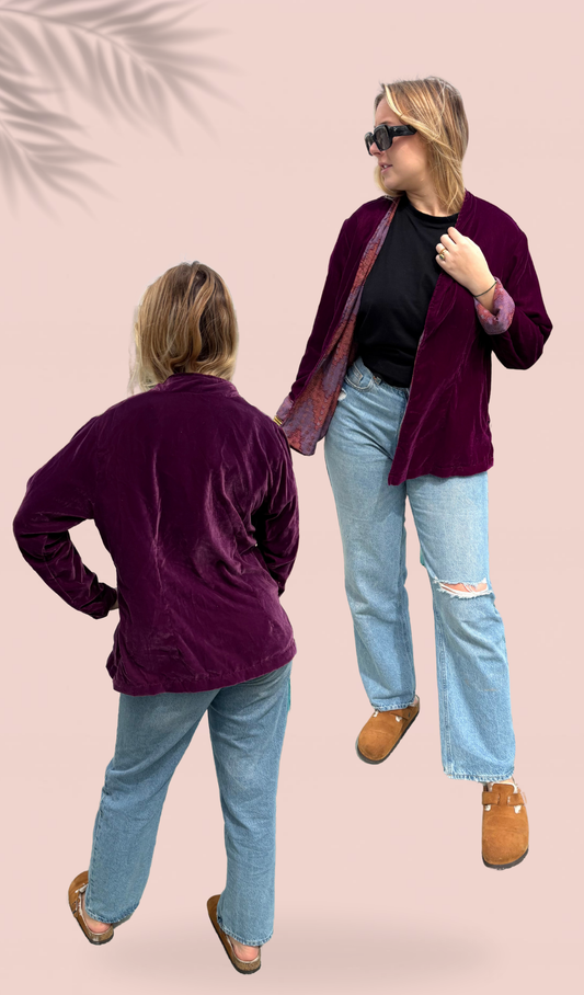 Veste reversible en velours doublé soie Taille unique