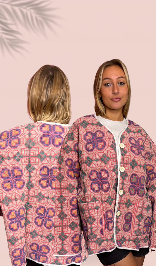Veste en Kantha brodée à la main Taille Unique