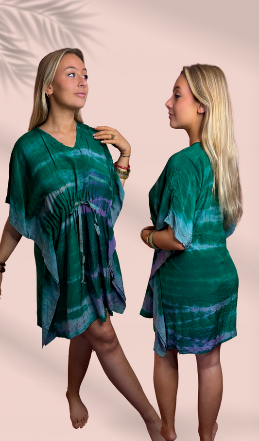 Kaftan court 100% crêpe de soie Taille Unique